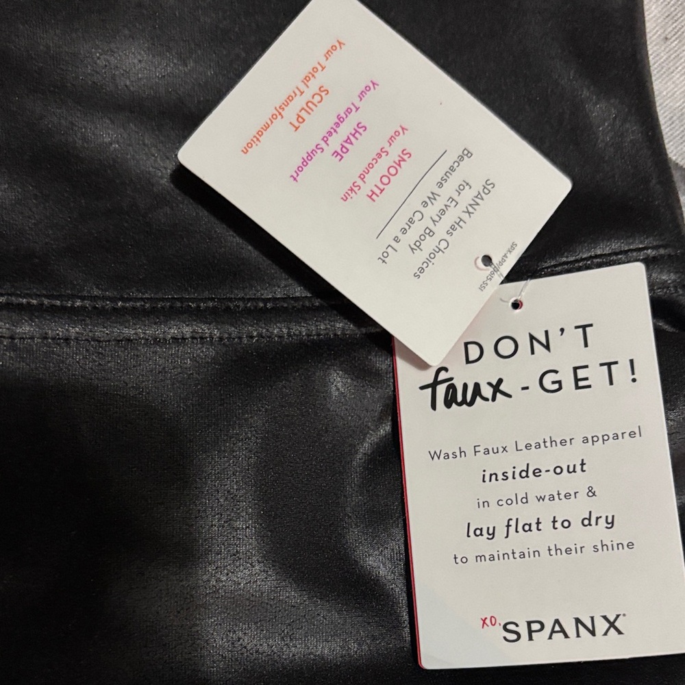 SPANX Shiny Black Faux Leather Leggings - Picture 5 of 7